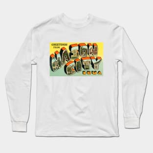 Greetings from Mason City, Iowa - Vintage Large Letter Postcard Long Sleeve T-Shirt